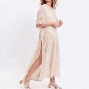 MERSEA Souk Loose Knit Tunic Swim Coverup in Beige Tan One Size Beachy Vacation